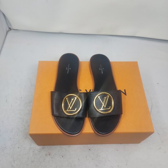 Louis Vuitton LV Lock It Mule Black Slide Sandal - Picture 1 of 11